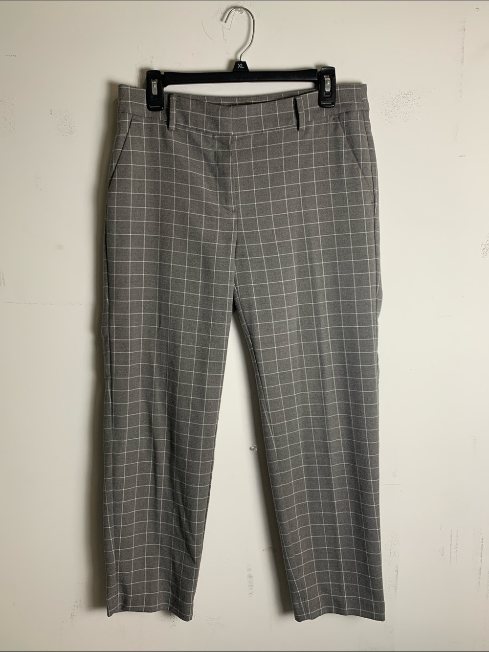LOFT Gray Windowpane Dress Pants